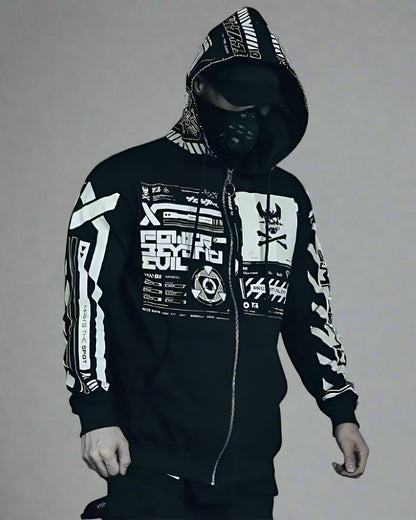 Hoodie zippé au style futuriste
