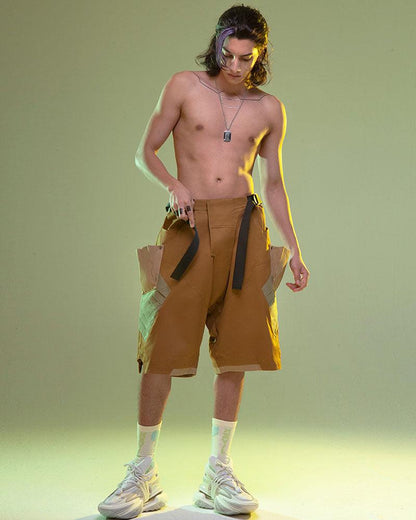 Shorts Cargo en Denim Lavé Futuristes