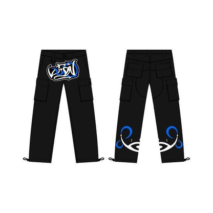 Pantalon cargo graffiti noir
