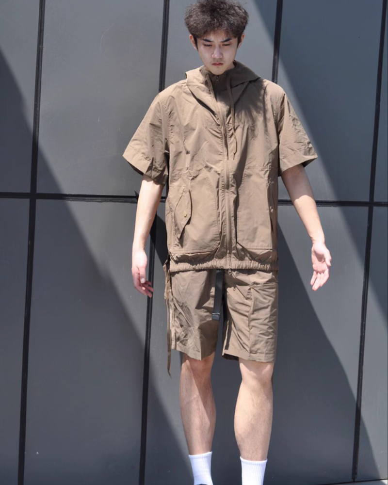 Duo de Veste et Shorts Multi-Fonctionnels -  extérieur - Duo Veste Cargo et Shorts Unisexe pour Aventures