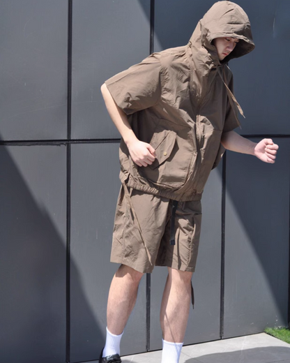 Duo de Veste et Shorts Multi-Fonctionnels -  shorts - Duo Veste Cargo et Shorts Unisexe pour Aventures