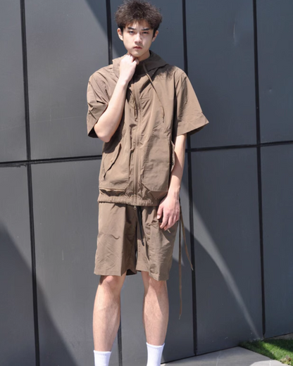 Duo de Veste et Shorts Multi-Fonctionnels -  unisexe - Duo Veste Cargo et Shorts Unisexe pour Aventures