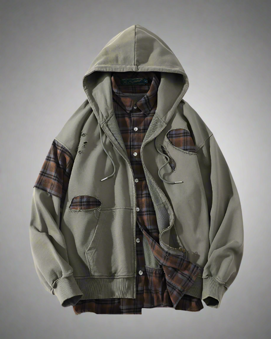 Ensemble de Sweat à Capuche Effiloché -  streetwear - Ensemble de Sweat à Capuche Effiloché au Style Techwear