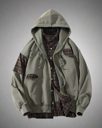 Ensemble de Sweat à Capuche Effiloché -  streetwear - Ensemble de Sweat à Capuche Effiloché au Style Techwear