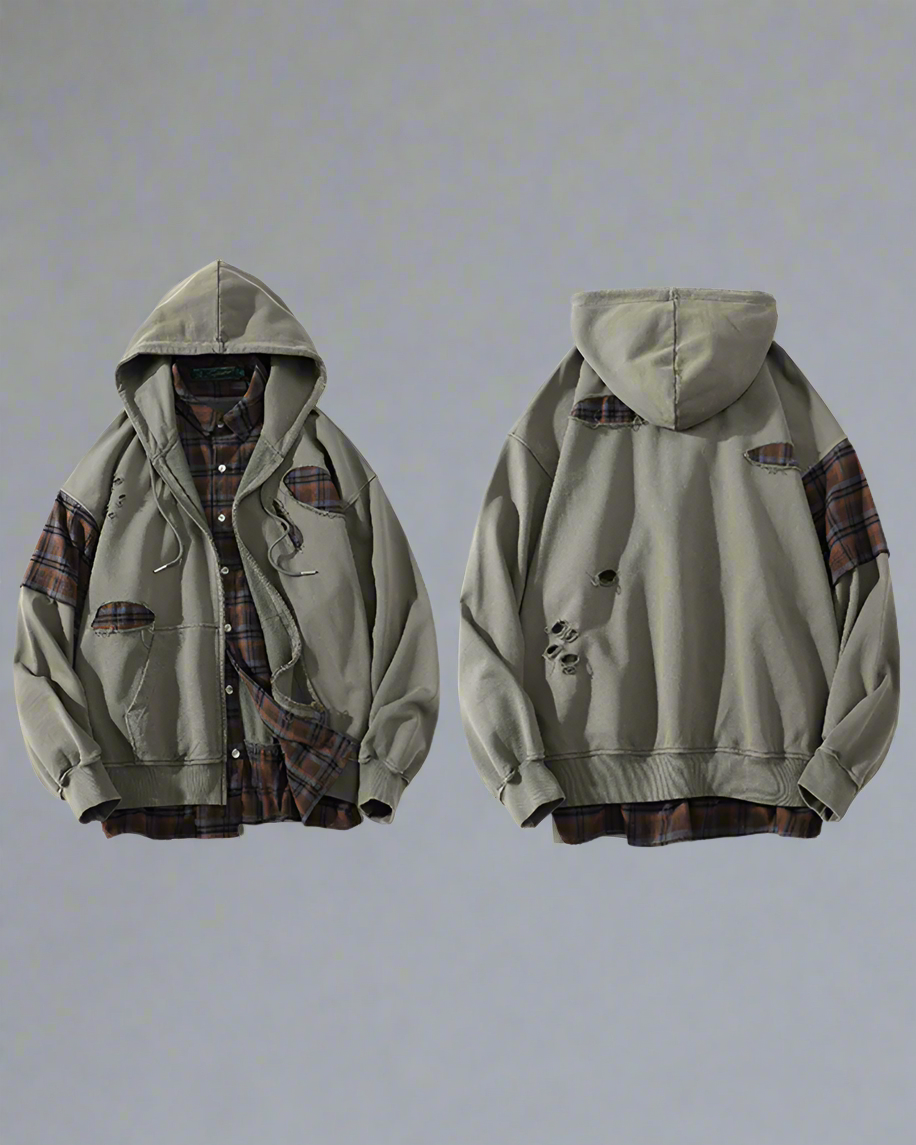 Ensemble de Sweat à Capuche Effiloché -  techwear - Ensemble de Sweat à Capuche Effiloché au Style Techwear