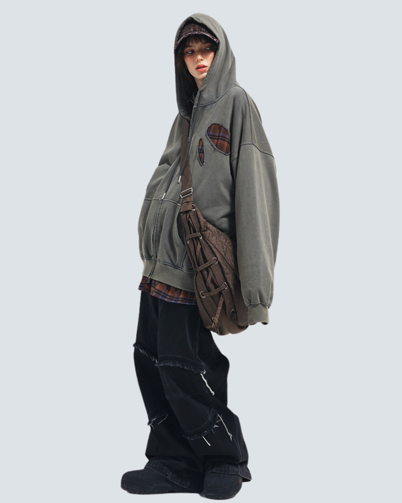 Ensemble de Sweat à Capuche Effiloché -  vêtement confortable - Ensemble de Sweat à Capuche Effiloché au Style Techwear
