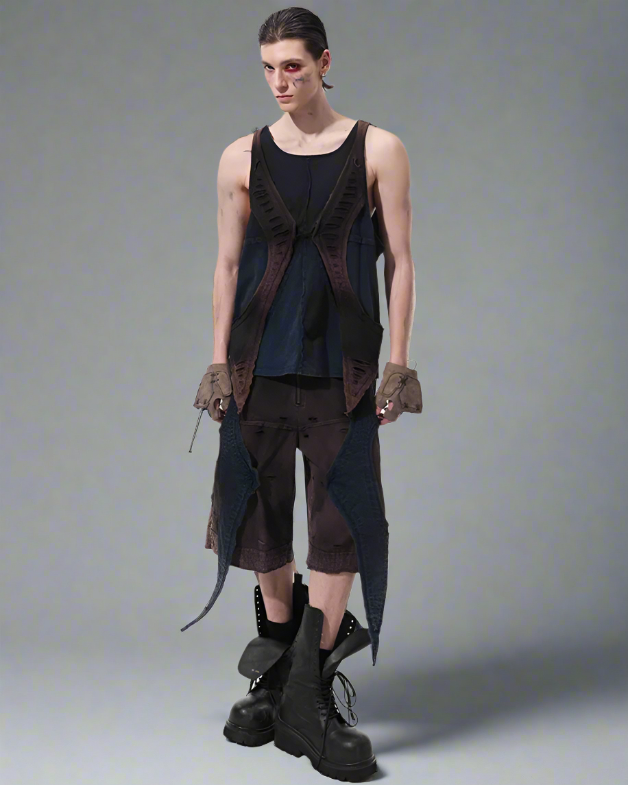 Ensemble Techwear Urbain Audacieux -  ensemble - Ensemble Techwear Urbain : Sweatshirt, Débardeur et Shorts