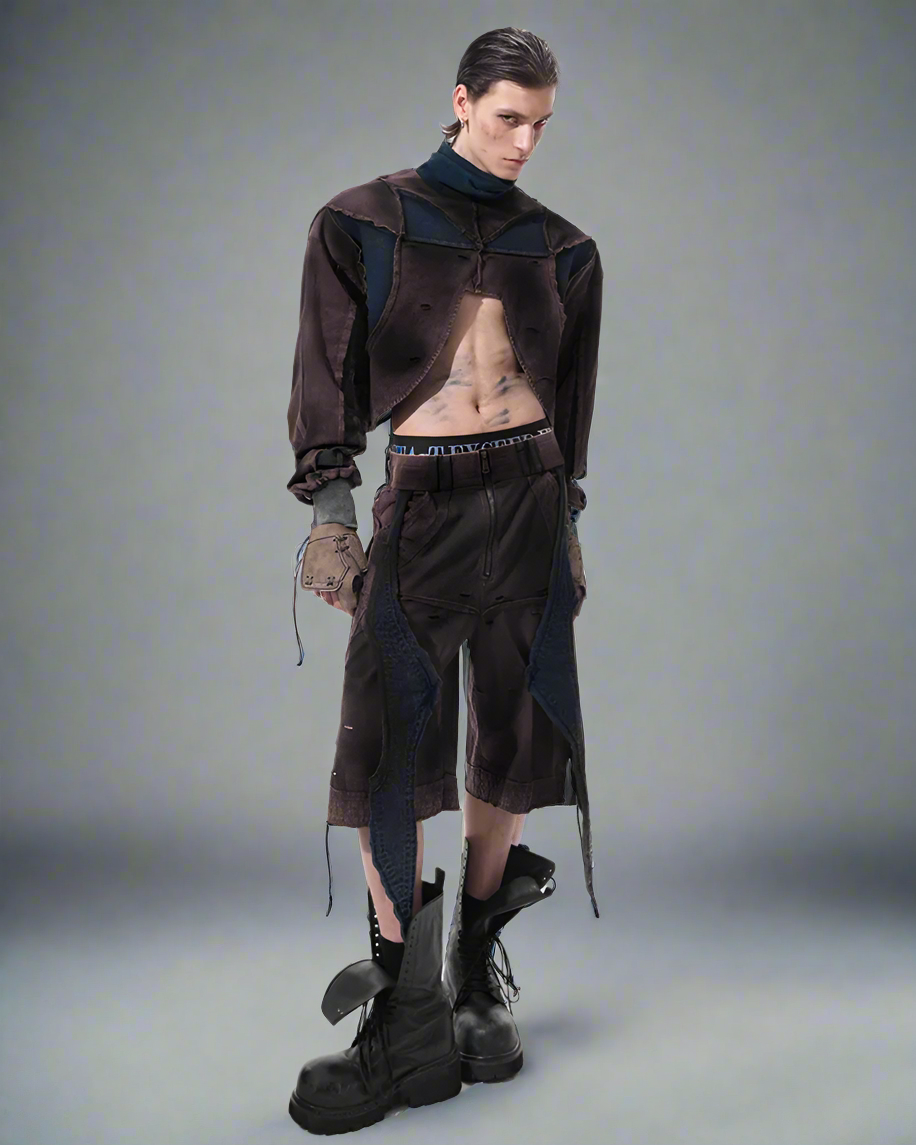 Ensemble Techwear Urbain Audacieux -  résistant à l'abrasion - Ensemble Techwear Urbain : Sweatshirt, Débardeur et Shorts