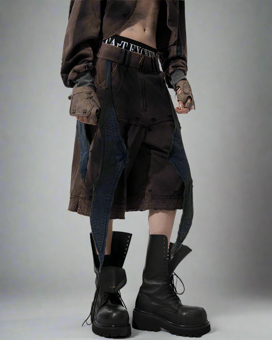 Ensemble Techwear Urbain Audacieux - vêtements citadins - Ensemble Techwear Urbain : Sweatshirt, Débardeur et Shorts