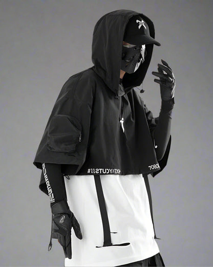 Cape à capuche noire élégante