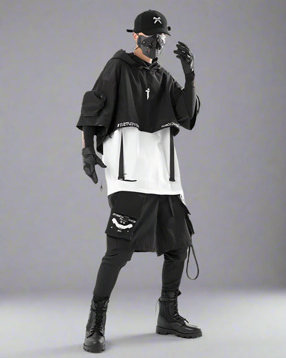 Cape à capuche noire élégante