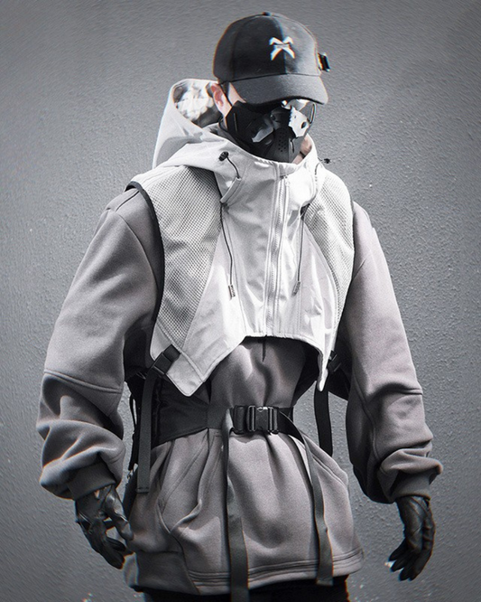 Gilet à Capuche Superposé Toutes Saisons - gilet - Gilet à Capuche Superposé pour un Style Urbain Unique