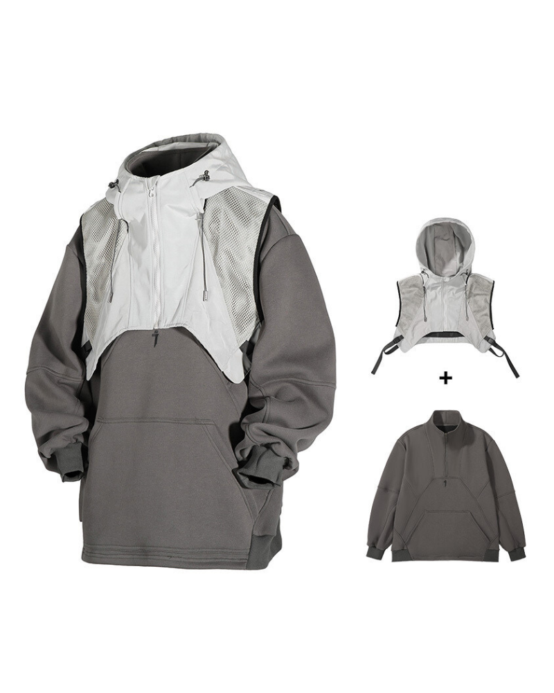 Gilet à Capuche Superposé Toutes Saisons - gilet - Gilet à Capuche Superposé pour un Style Urbain Unique