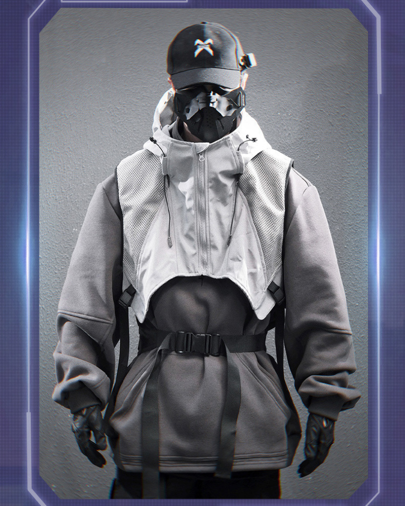 Gilet à Capuche Superposé Toutes Saisons -  streetwear - Gilet à Capuche Superposé pour un Style Urbain Unique