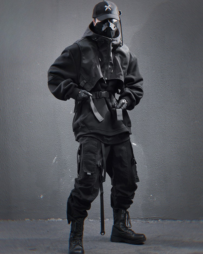 Gilet à Capuche Superposé Toutes Saisons -  techwear - Gilet à Capuche Superposé pour un Style Urbain Unique