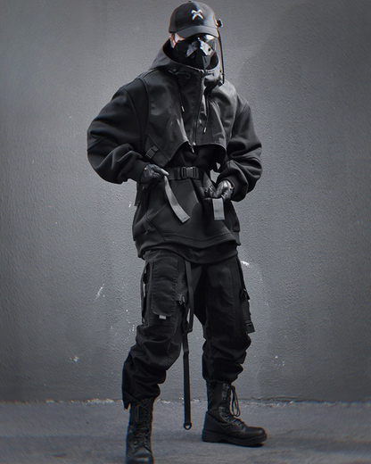 Gilet à Capuche Superposé Toutes Saisons -  techwear - Gilet à Capuche Superposé pour un Style Urbain Unique