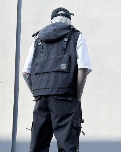 Gilet Cargo à Capuche Multi-Poches -  gilet ajustable - Gilet Cargo à Capuche Multi-Poches Pratique et Confortable