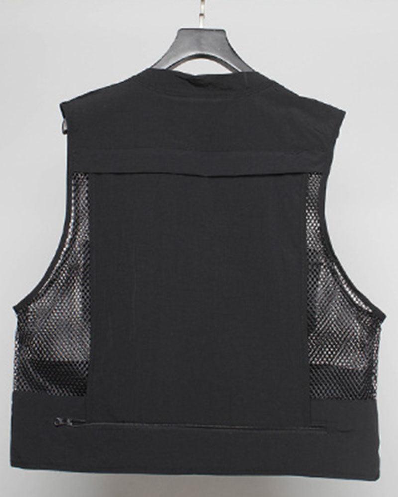 Gilet Cargo en Résille Chic -  urbain - Gilet Cargo en Résille Chic pour un Style Techwear