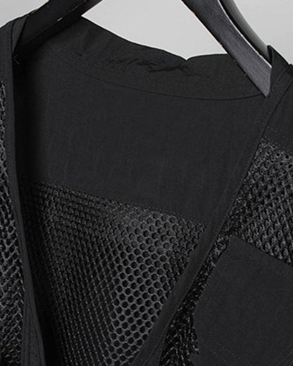 Gilet Cargo en Résille Chic -  vêtements pour festivals - Gilet Cargo en Résille Chic pour un Style Techwear