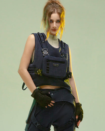 Gilet de Cargo Futuriste Double Face -  style urbain futuriste - Gilet de Cargo Futuriste Double Face confortable et polyvalent