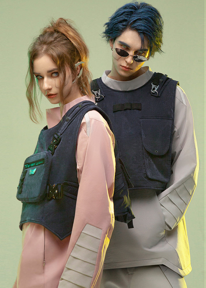Gilet de Cargo Futuriste Double Face - vêtements techwear - Gilet de Cargo Futuriste Double Face confortable et polyvalent