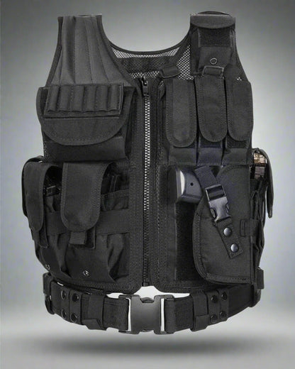 Gilet de Combat Tactique Toutes Conditions -  ajustement réglable - Gilet de Combat Tactique Ajustable et Pratique