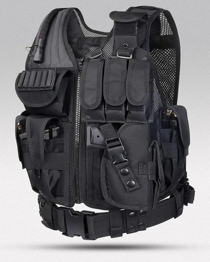 Gilet de Combat Tactique Ultime - ajustement personnalisable - Gilet de Combat Tactique : Confort et Rangement Idéal