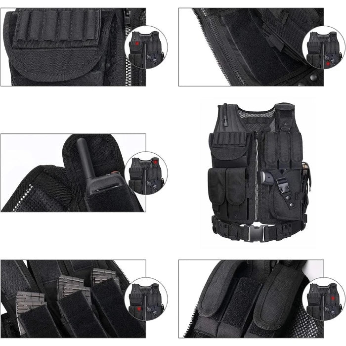 Gilet de Combat Tactique Ultime -  rangement ample - Gilet de Combat Tactique : Confort et Rangement Idéal