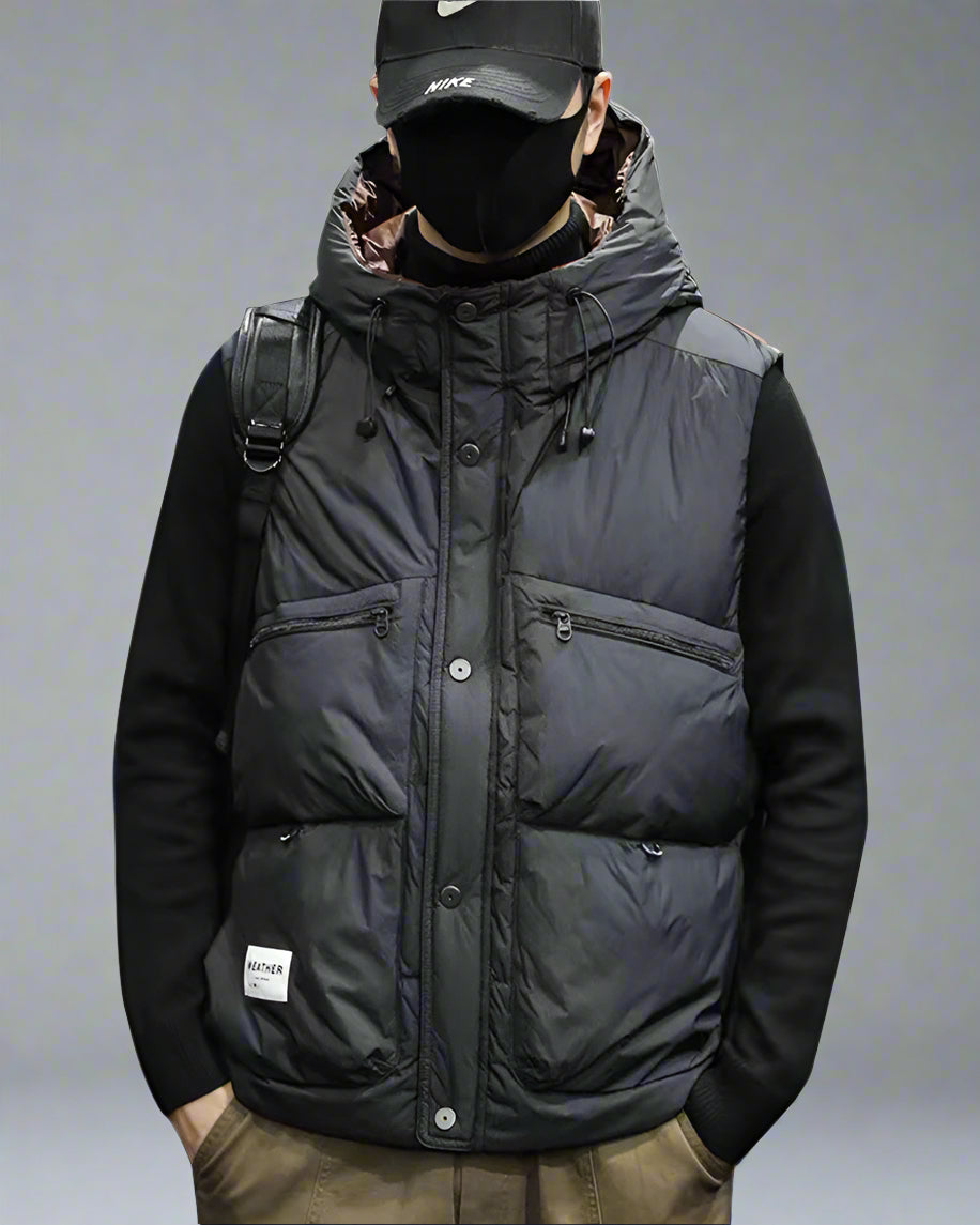 Gilet d'Hiver à Col Montant Élégant - gilet - Gilet d'Hiver Élégant avec Col Montant et Poches Pratiques