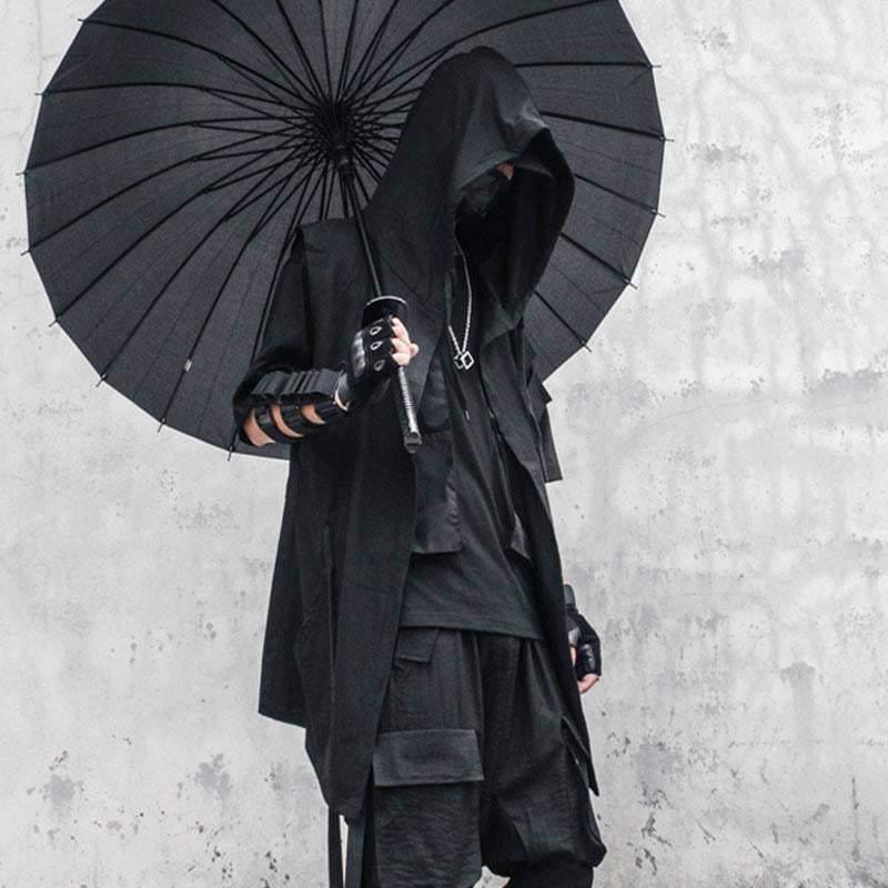 Gilet Tactique Assassin de l'Ombre -  costume noir - Gilet Tactique Noir pour un Style Futuriste et Pratique