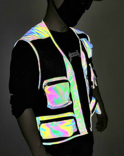 Gilet Utilitaire Réfléchissant Lumineux - gilet de fête - Gilet Utilitaire Réfléchissant pour un Style Urbain