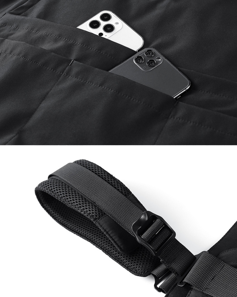 Gilet Utilitaire Toutes Saisons -  vêtements de plein air - Gilet Utilitaire Noir Confortable et Durable