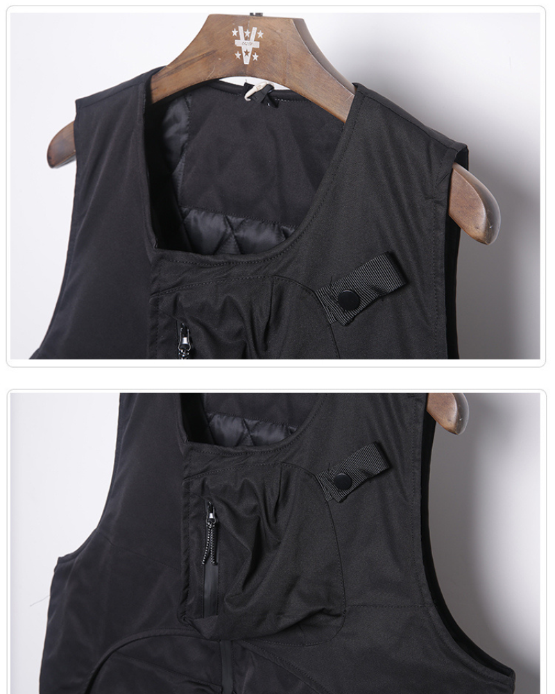 Gilet Utilitaire Ultime d'Hiver -  vestes noires - Gilet d'Hiver Tactique Multifonctionnel avec Poches