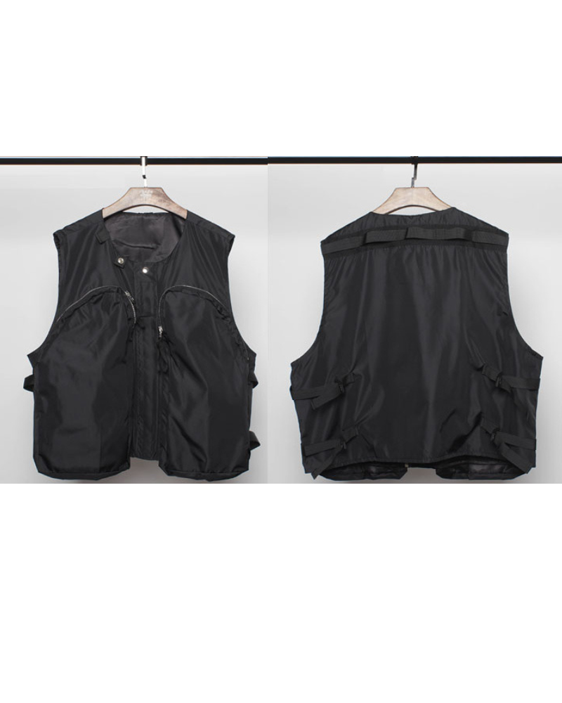 Gilet Zip-Up City Chic -  style techwear - Gilet Zip-Up City Chic en noir, confortable et durable