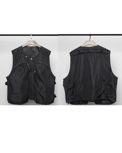 Gilet Zip-Up City Chic -  style techwear - Gilet Zip-Up City Chic en noir, confortable et durable