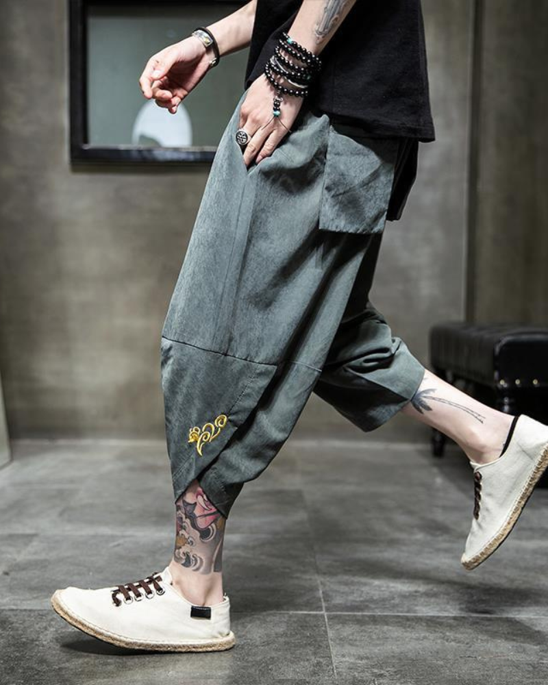 Hakama Japonais Chic Cropped -  techwear - Hakama Japonais Chic Cropped pour un Style Unique
