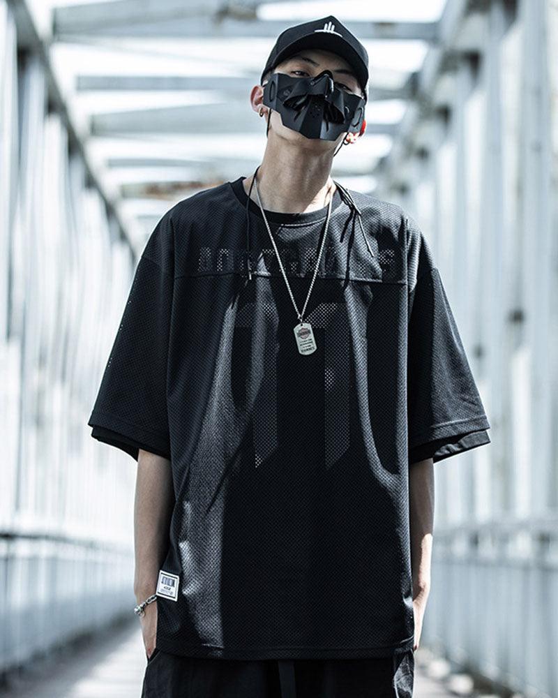 Haut en Maille Chic à Couches - t-shirt techwear - Haut en Maille Chic avec Design Futuriste Unique