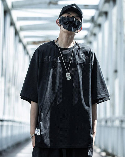 Haut en Maille Chic à Couches - t-shirt techwear - Haut en Maille Chic avec Design Futuriste Unique