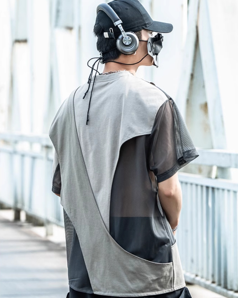 Haut Tissé Creux Tendance -  coton gris - Haut Tissé Creux au Style Urbain et Confortable