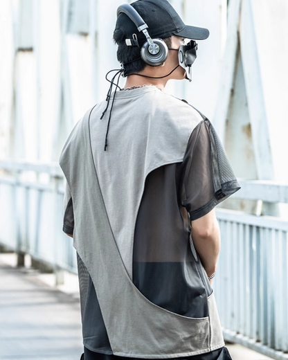 Haut Tissé Creux Tendance -  coton gris - Haut Tissé Creux au Style Urbain et Confortable