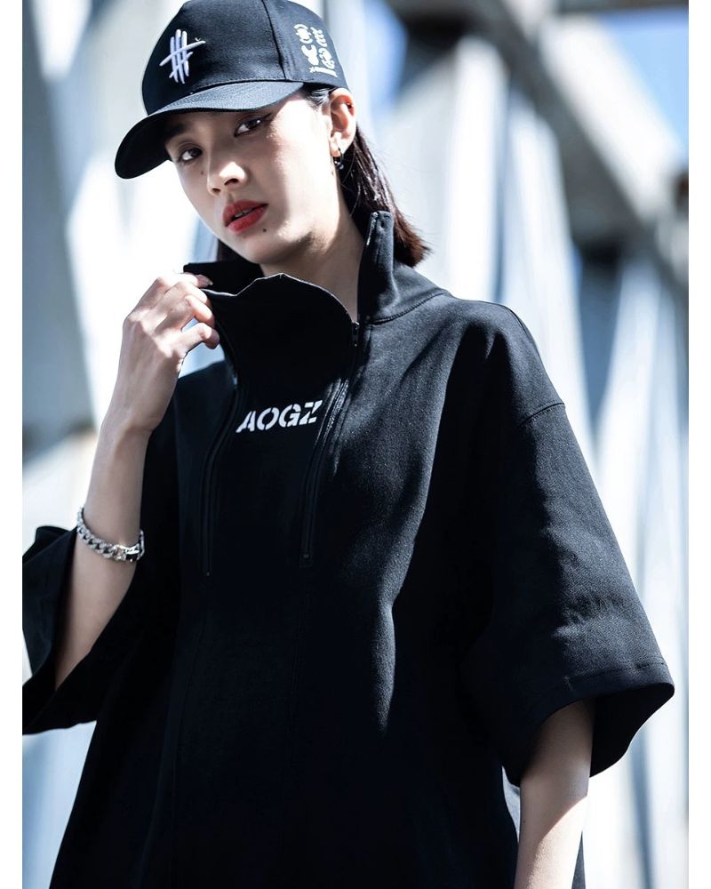 Haut Urbain Chic Col Montant -  style streetwear - Haut Urbain Chic Col Montant pour un Style Tendance