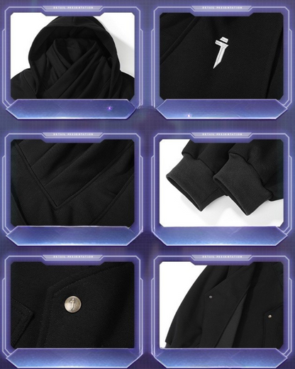 Hoodie à Col Roulé Superposé Chic - hoodie - Hoodie à Col Roulé Chic pour un Style Urbain Épuré