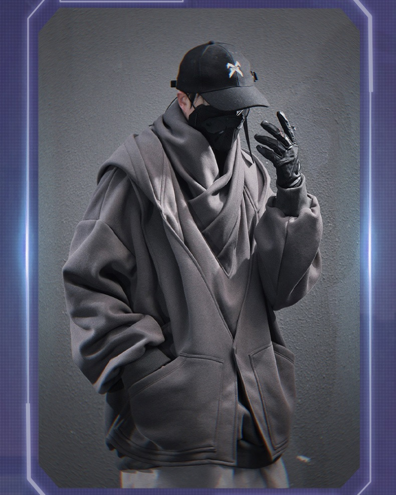 Hoodie à Col Roulé Superposé Chic -  mode urbaine - Hoodie à Col Roulé Chic pour un Style Urbain Épuré