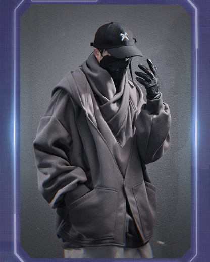 Hoodie à Col Roulé Superposé Chic -  mode urbaine - Hoodie à Col Roulé Chic pour un Style Urbain Épuré