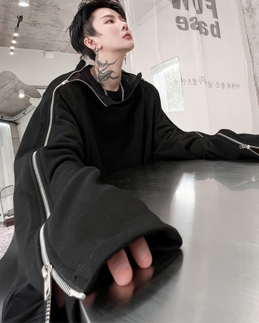 Hoodie de rue zippé chic - pull à double fermeture éclair - Hoodie zippé chic à double fermeture éclair pour tous les styles