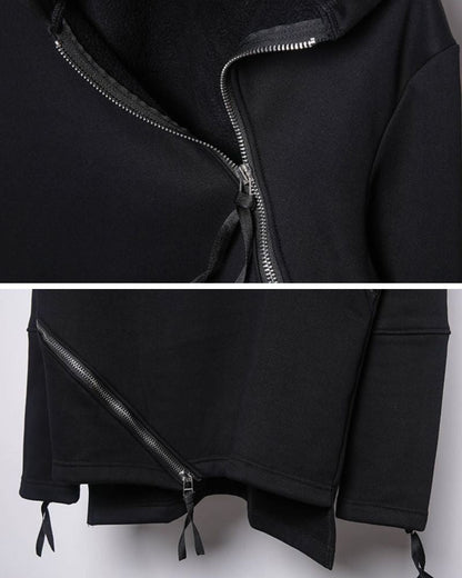 Hoodie à Double Zip Dynamique - hoodie - Hoodie à Double Zip au Style Urbain et Futuriste