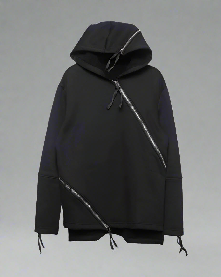 Hoodie à Double Zip Dynamique -  techwear - Hoodie à Double Zip au Style Urbain et Futuriste