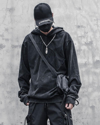 Hoodie en Denim Noir Chic -  denim noir - Hoodie en Denim Noir Chic pour un Style Décontracté
