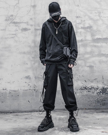 Hoodie en Denim Noir Chic -  mode moderne - Hoodie en Denim Noir Chic pour un Style Décontracté