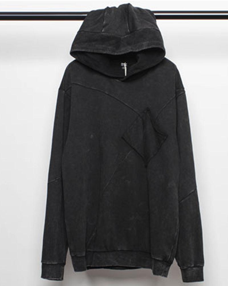 Hoodie en Denim Noir Chic -  style techwear - Hoodie en Denim Noir Chic pour un Style Décontracté